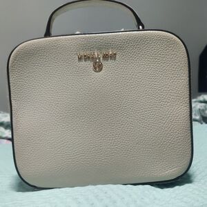 Michael Kors Cream Pebbled Leather Mini Top-Handle Bag with Gold Hardware